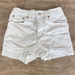 Levi's White High Waist Distressed Jean Shorts